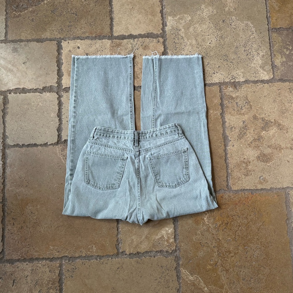 Green/gray Wide Straight Leg Jeans by Oak + Fort M